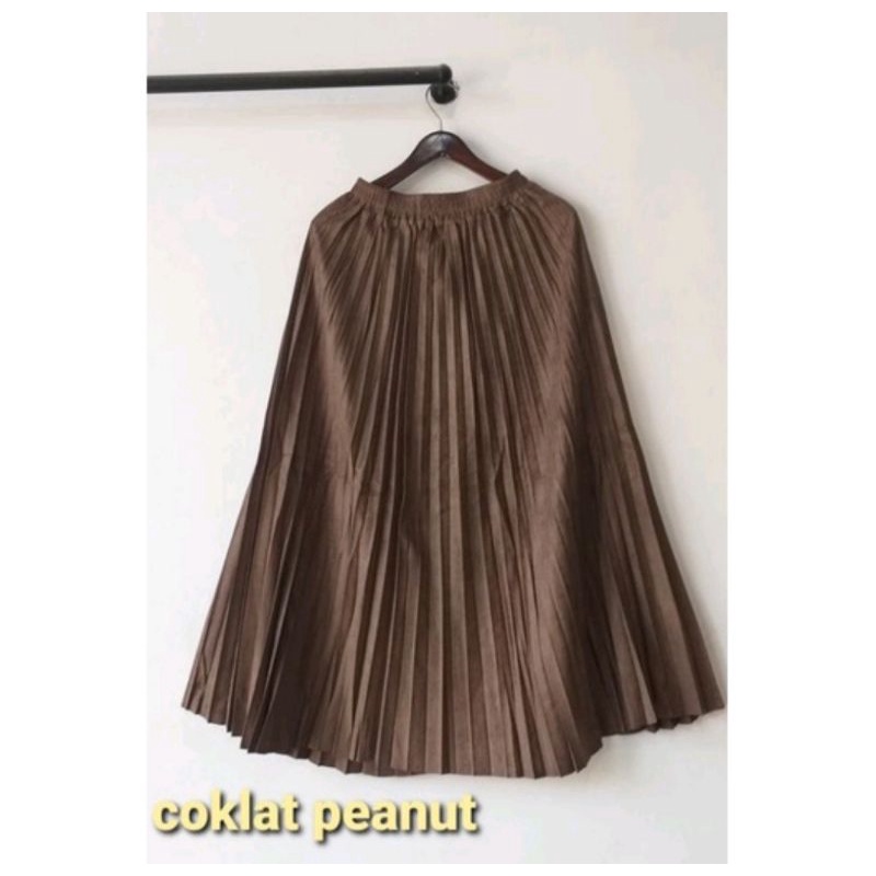 Rok prisket suede LONDON GIRL import panjang 80cm &amp; 95cm | rok prisket suede hitam coksu navy brown