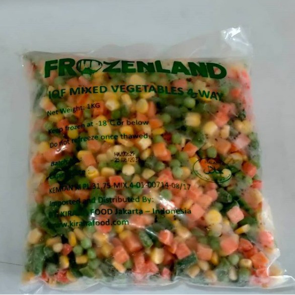 

Mix Vegetables Frozen Land 4 Way 1kg / Mix Vegetables / Sayuran Beku