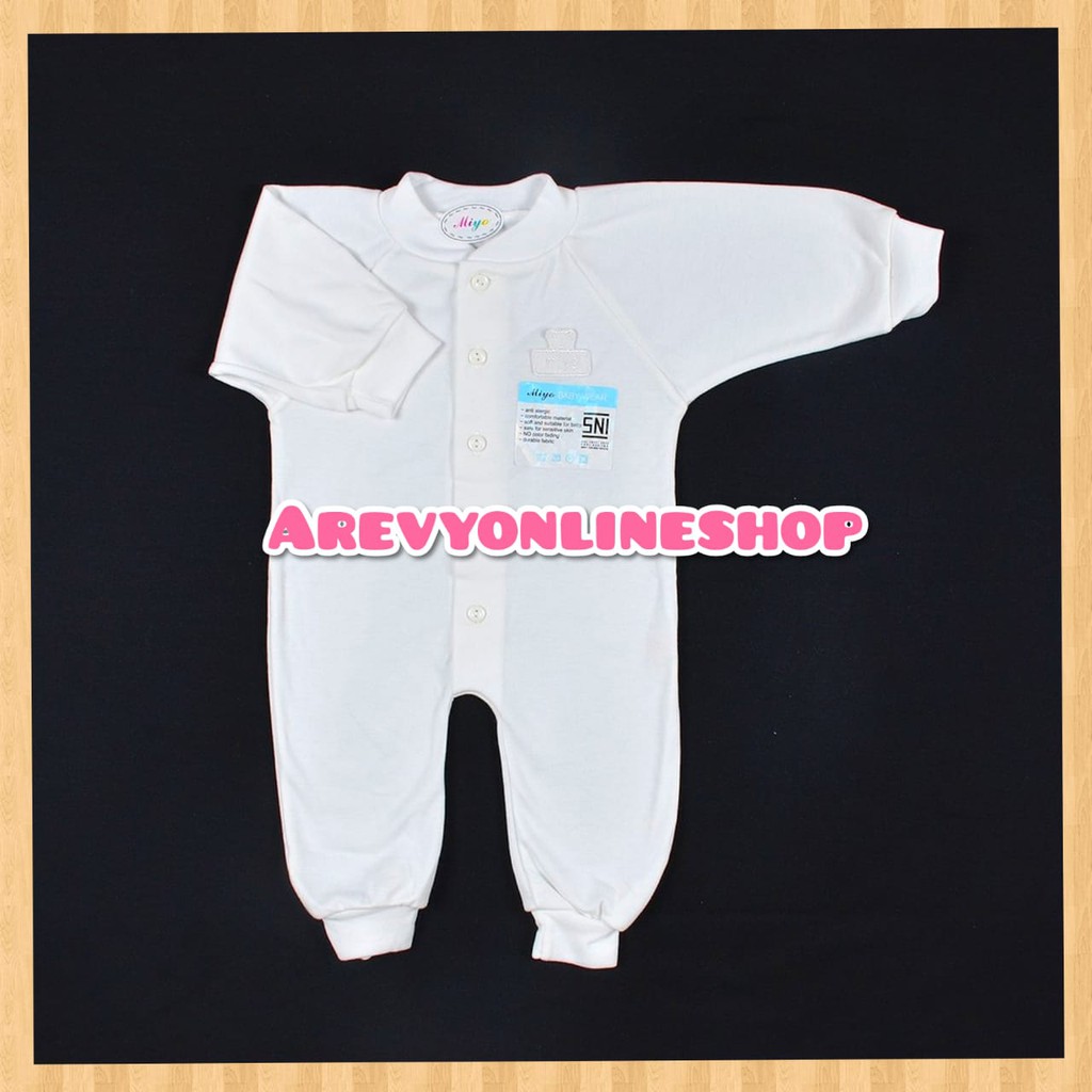 MIYO Baju Kodok Bayi/Baby Panjang Putih Jumper / Perlengkapan Bayi Baru Lahir 2-5 kg / kado bayi