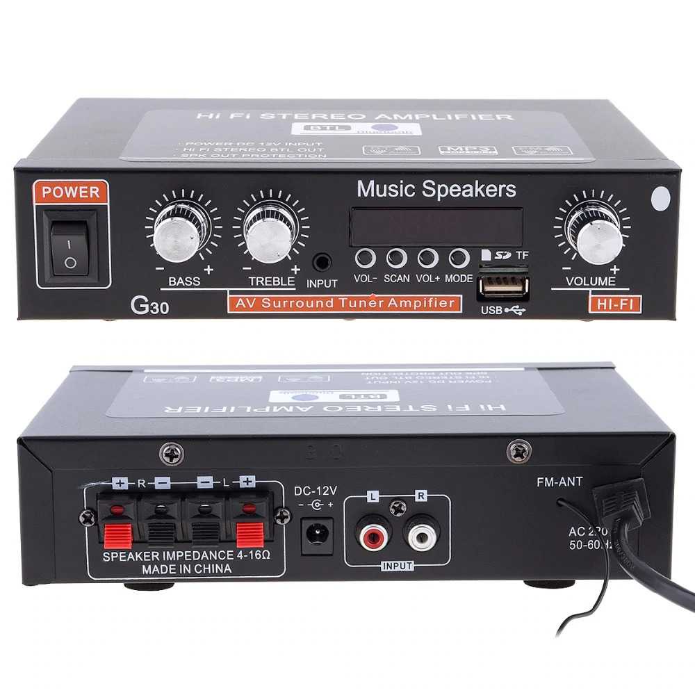 Sunbuck Audio HiFi Amplifier Bluetooth with Remote Control - G30-Hitam