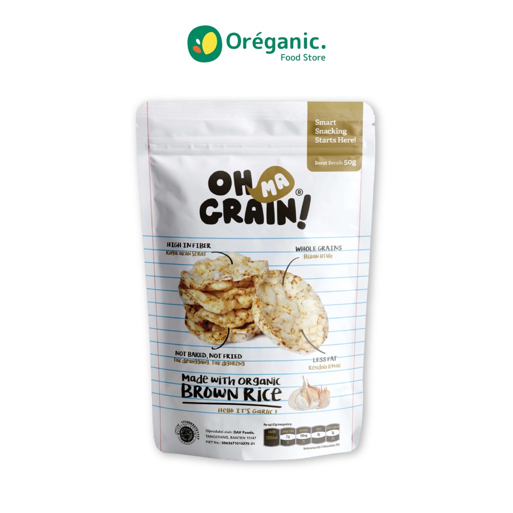 

Oh Ma Grain! - Popped Rice Crackers Garlic 50gr