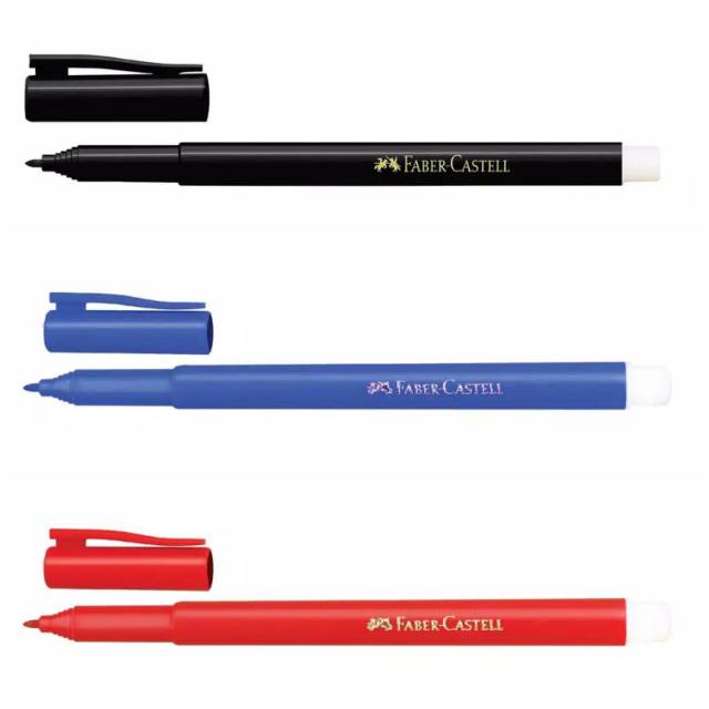 

3pcs Marking Pen Faber Castell Isi 3 Hitam Merah dan Biru Pulpen Spidol