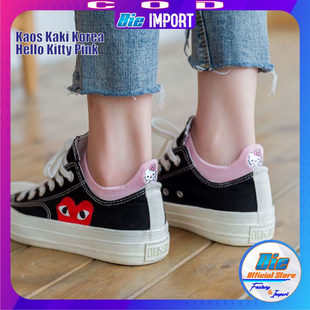 Kaos Kaki Korea Wanita Motif Hello K Impor Best Seller