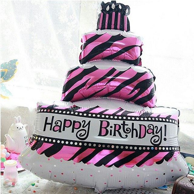 Balon Foil - Kue Happy Bithday Cake 3 Tingkat  100 cm