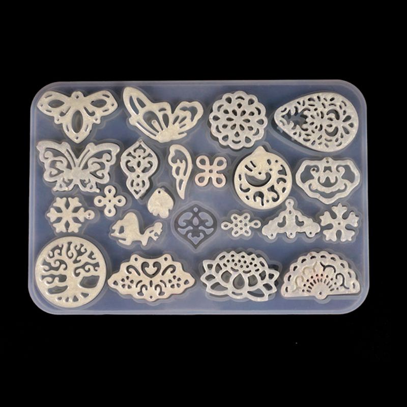 SIY  2Pcs Ancient Hollow Flower Molds Earrings Hairpin Necklace Fan Pendants Jewelry Resin Molds Jewelry Making Tools Kit