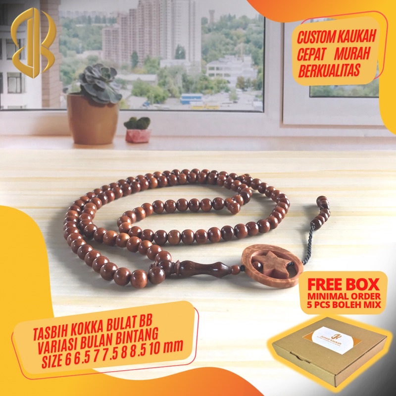 Tasbih kaokah bulan bintang original motip bulat tersedia banyak ukuran