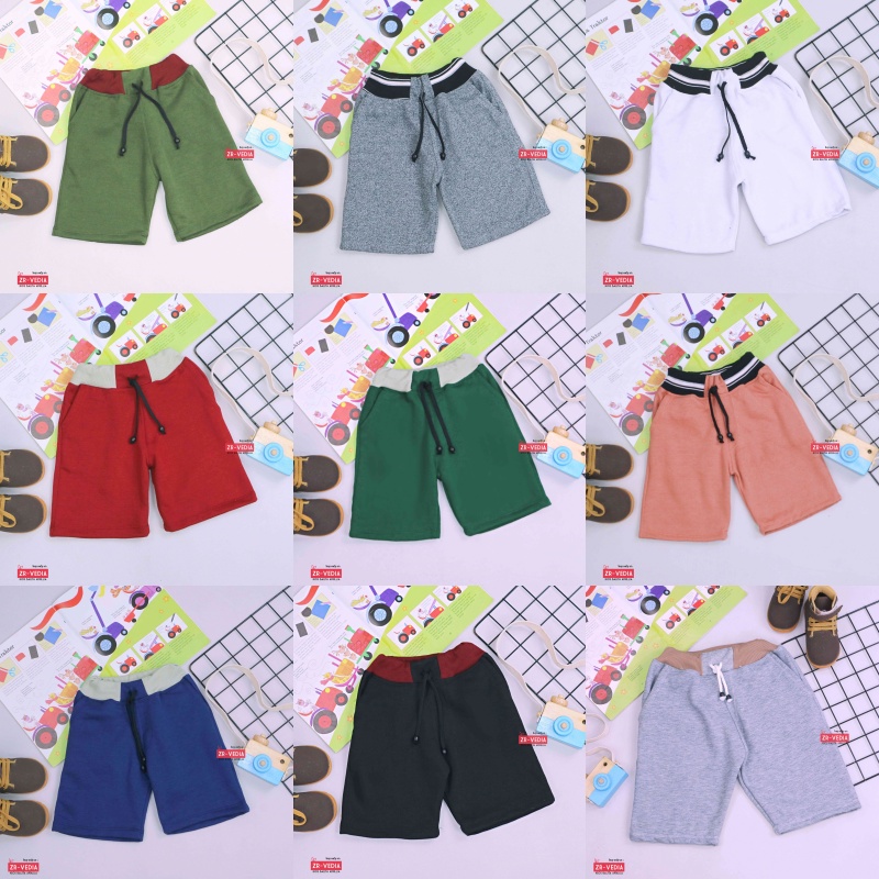 Celana Pendek Polos Bryan uk 1-8 Tahun / Quality EXPORT Bawahan Pendek Polos Anak Laki Perempuan Pants ZR Vedia