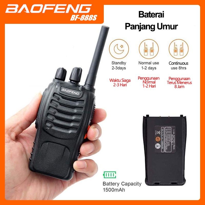 【Ready Stock COD 】Walkie Talkie BF 888S Waterproof Portable Walky Talky Jarak Jauh 10km(Max) 2 Way Radio Walkie Talkies HT BaoFeng Walkie Talkie 888S Original  Waterproof Portable Walky Talky Jarak Jauh 10km(Max) 2 sepasang Way Radio handie Talkie HT