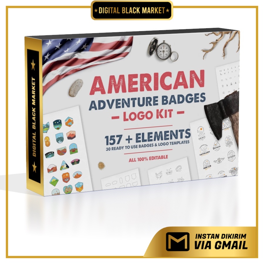 American Adventure Badges Logo Kit - Photoshop &amp; Illustrator