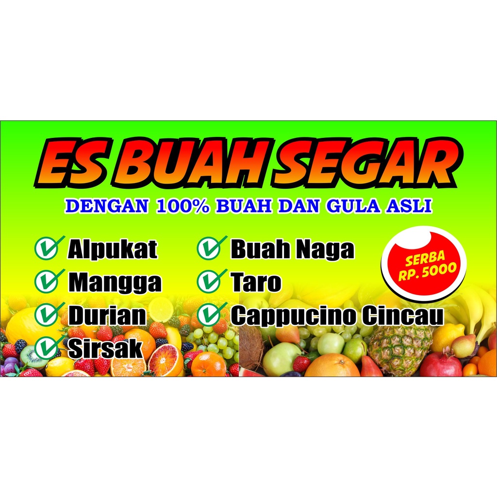 Jual SPANDUK/BANNER ES BUAH SEGAR CUSTOM | Shopee Indonesia