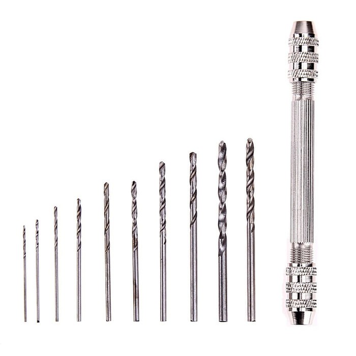 Bor Tangan double side / 2 sisi + mata Bor 10pc 0.8-3.0mm *KC13