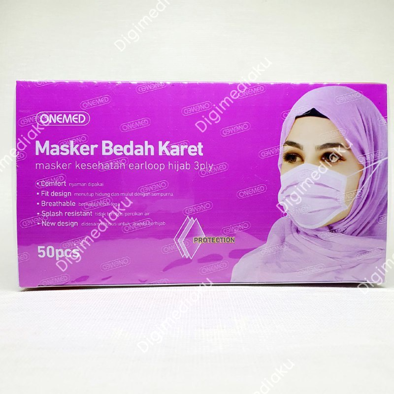 Masker Hijab Ungu 3Ply | Masker Jilbab Ungu | Masker Medis Onemed