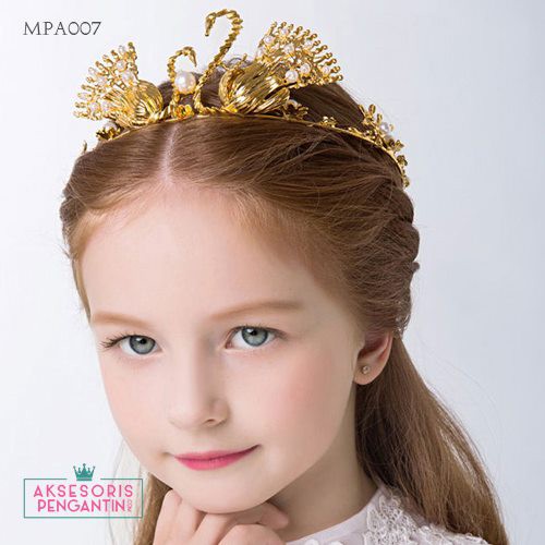 AKSESORIS CROWN TIARA MAHKOTA RAMBUT PESTA SWAN ANAK MPA007