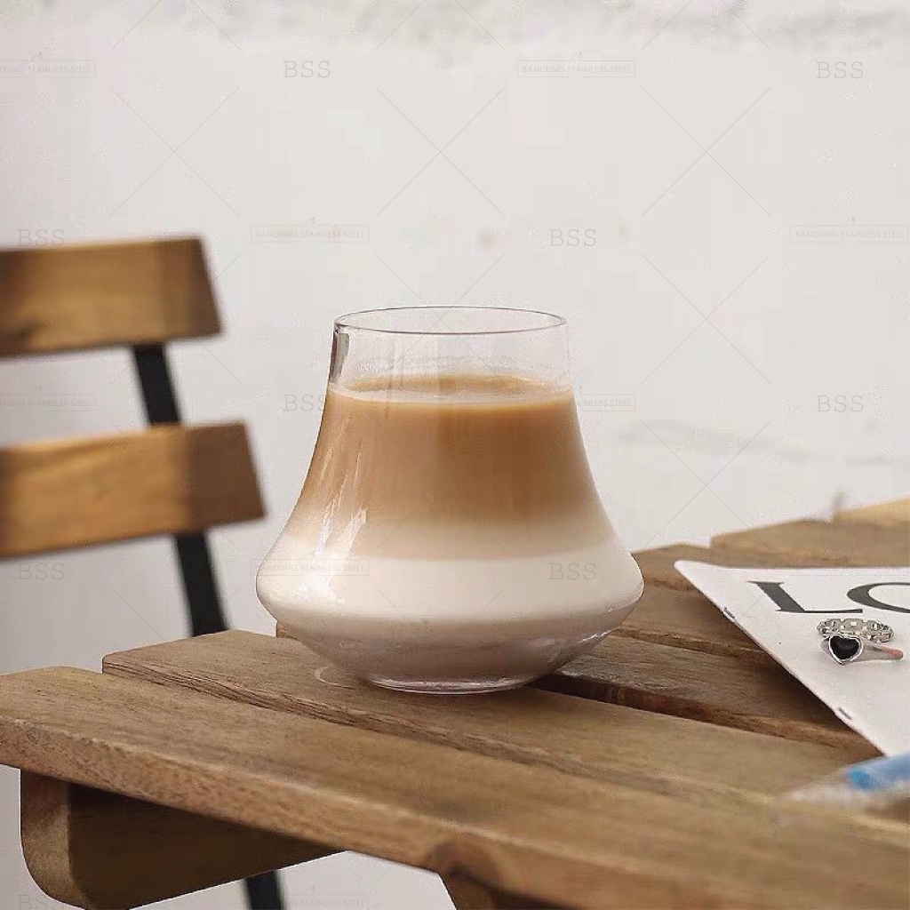 Gelas Kaca Kristal 300ml Volcano Juice Susu Kopi Latte Segitiga Mountain Glass Cantik Unik Cangkir