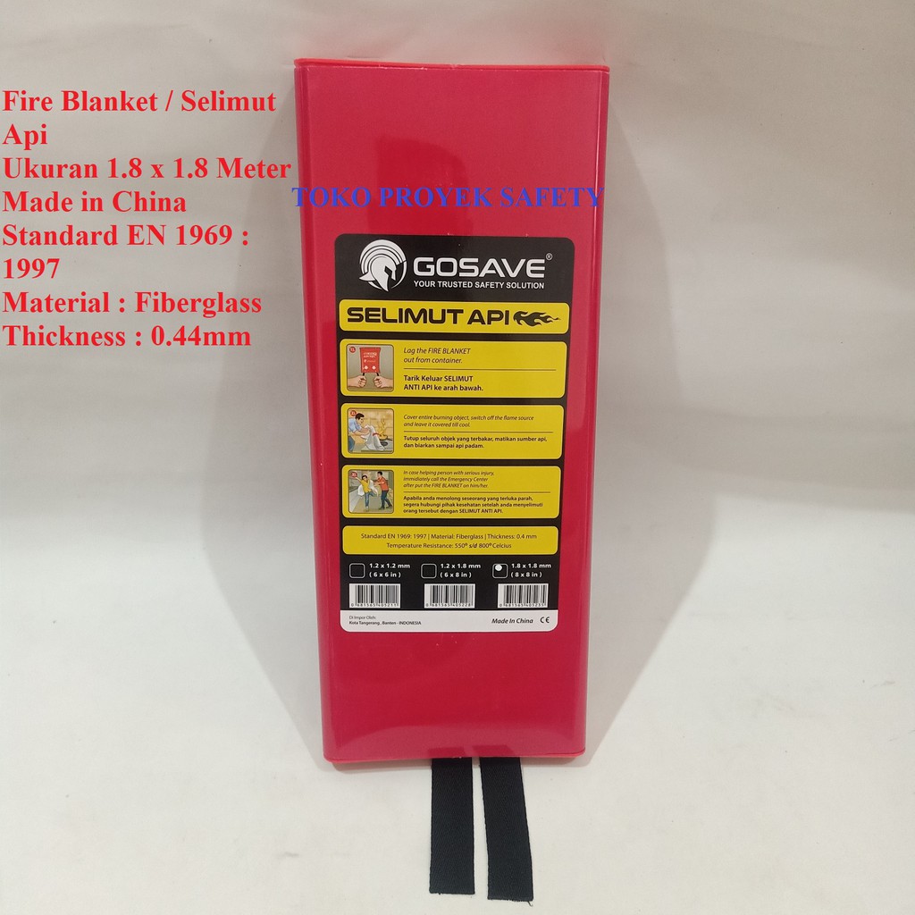 Fire Blanket / Selimut Api Ukuran  1,8m x  1,8m / Fire Blanket 1.8 x 1.8 Meter