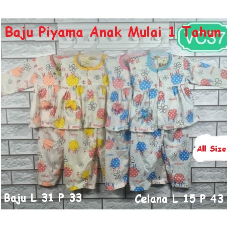 Little Kidnie Baju Anak Perempuan Piyama Motif Fullprint All Size Mulai 1 Tahun