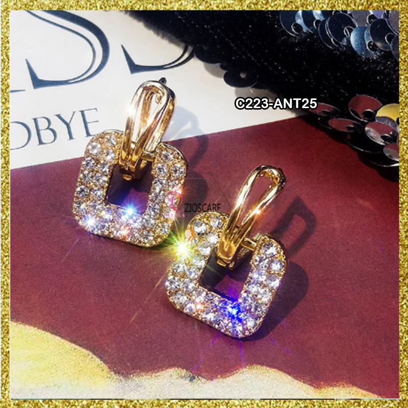 ANTING KOREA WANITA ANTING TITANIUM ANTI KARAT ANTING TUSUK BENTUK SQUARE DIAMOND ANT25