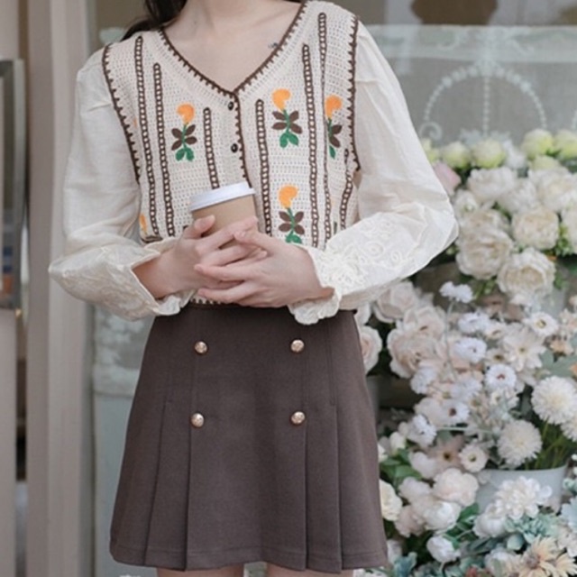 Rompi Cardigan Wanita Import Kana Vest Crochet Knit Woman Top Fashion Terbaru AV236