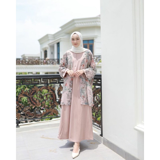 ALINA MAXI Trend pakaian wanita fashion terbaru ootd hijab long dress A line klok basic inner panjan