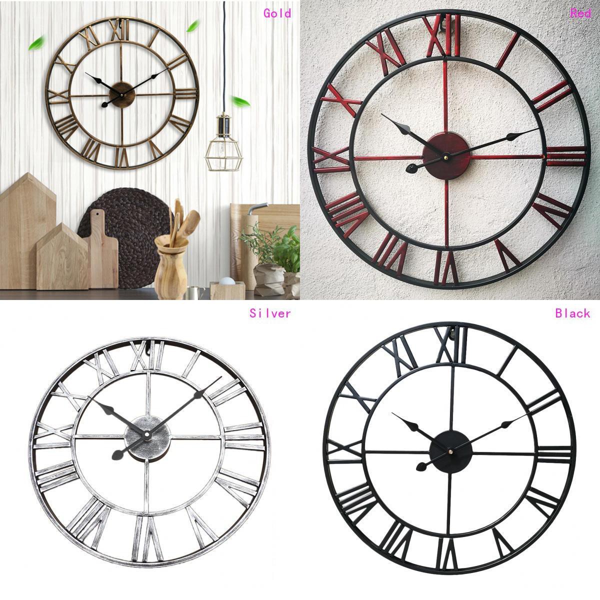 Smarthome Vintage Round Retro Time Big Display Clock Mechanism Wall Clock Quartz Shopee Indonesia