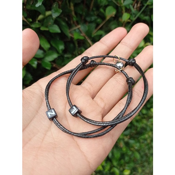 Gelang Couple Magnet Huruf Kotak/Gelang Costum Magnet Huruf Kotak