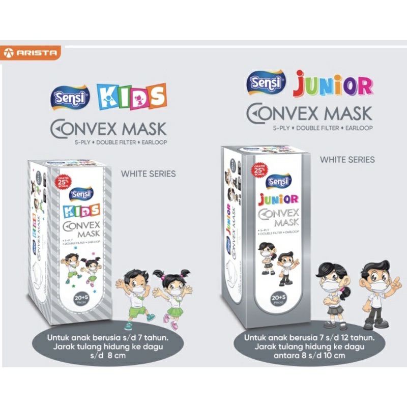 Masker Sensi Convex Junior Box isi 20pcs + bonus 5pcs