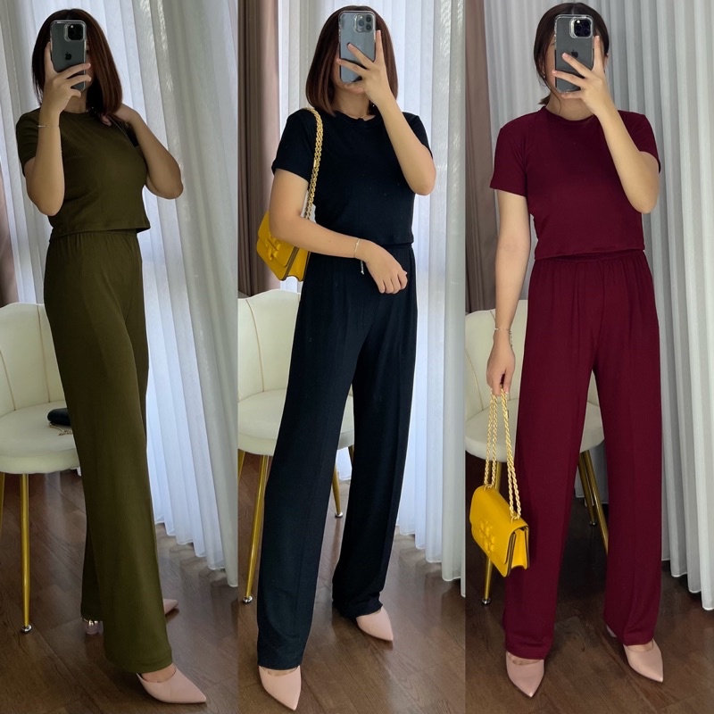 ONE SET KNIT SETELAN MANGGO KNIT SET CROP TOP KNIT PREMIUM