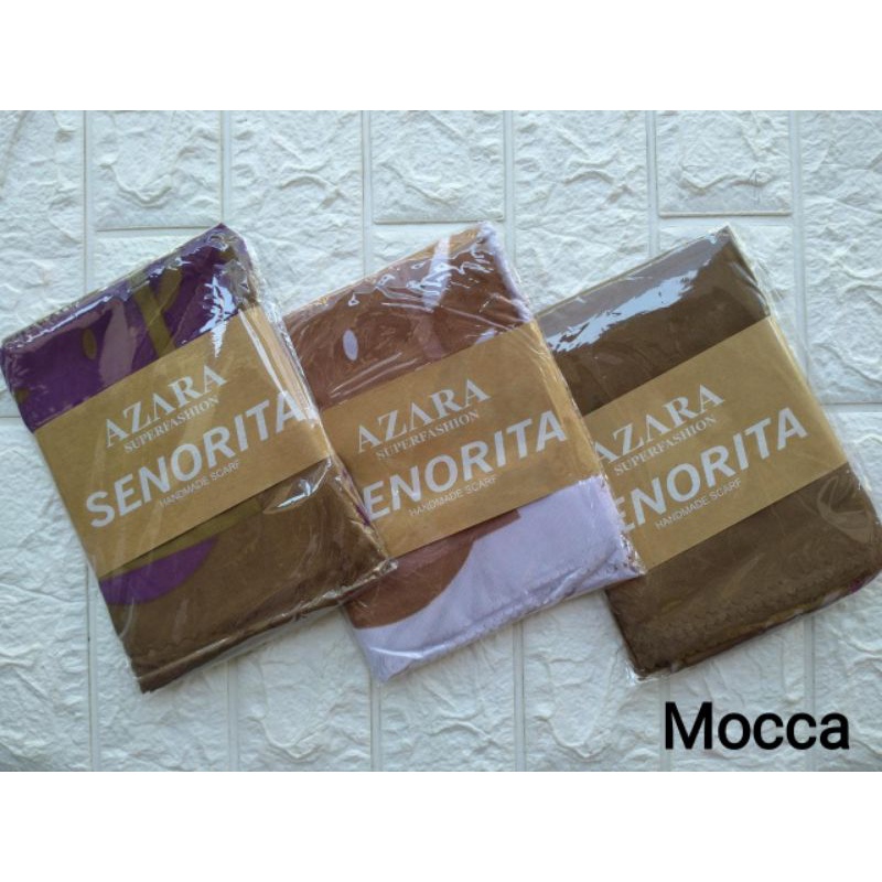 (original Azara) segi empat SENORITA MOTIF LC •• hijab segi empat Motif-Mocca