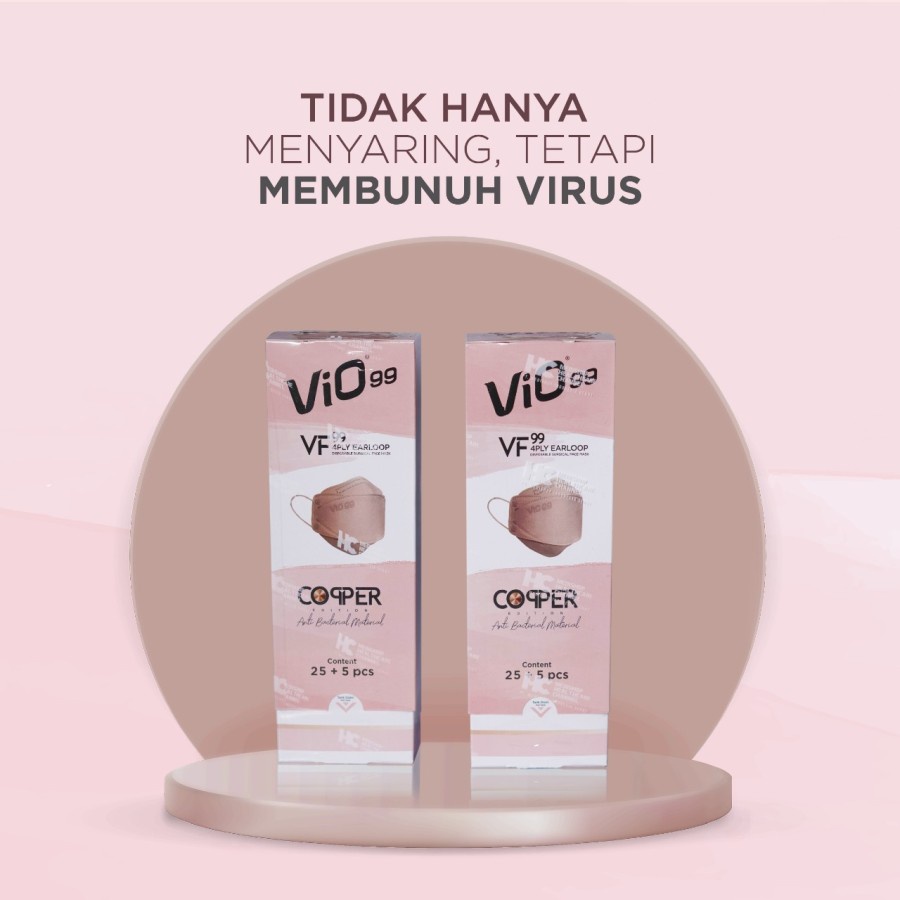 Masker Vio VF99 Medis Premium 4 ply Warna Copper Ada Kemenkes Isi 30