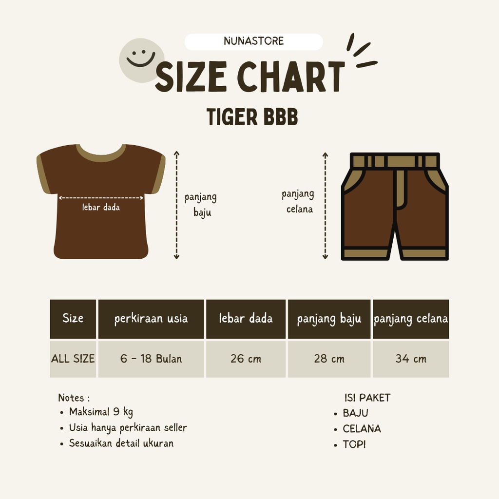 Nuna Store Baju anak laki laki / Setelan Baju Celana Anak Bayi laki laki dan perempuan  6-18 bulan cowok cewek adem BBB Motif Tiger