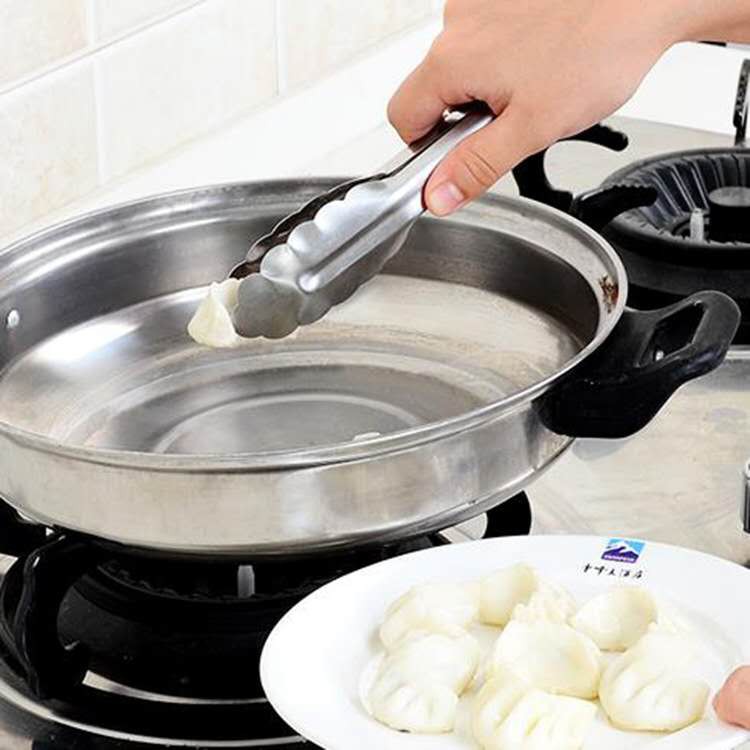 Pencapit Makanan 24 CM Stainless Steel Dapur Barbekyu, Gagang Pemanggang Roti