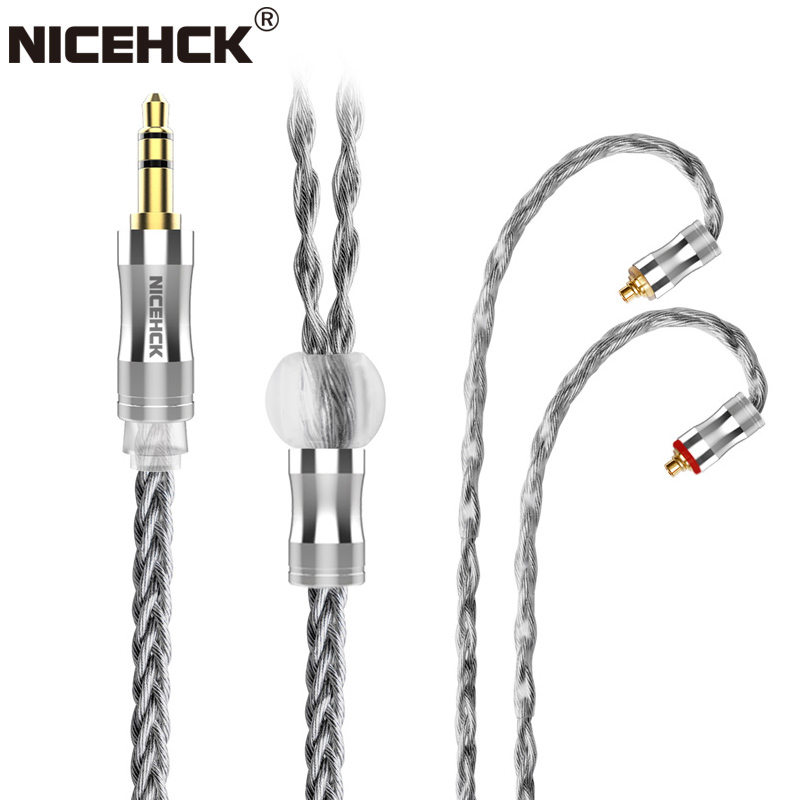 Nicehck Darkjade 8 Helai Kabel Earphone Occ Lapis Silver 3.5 / 2.5 / 4.4 Mmcx / 0.78mm 2 Pin Untuk Ciem Nx7 K3S