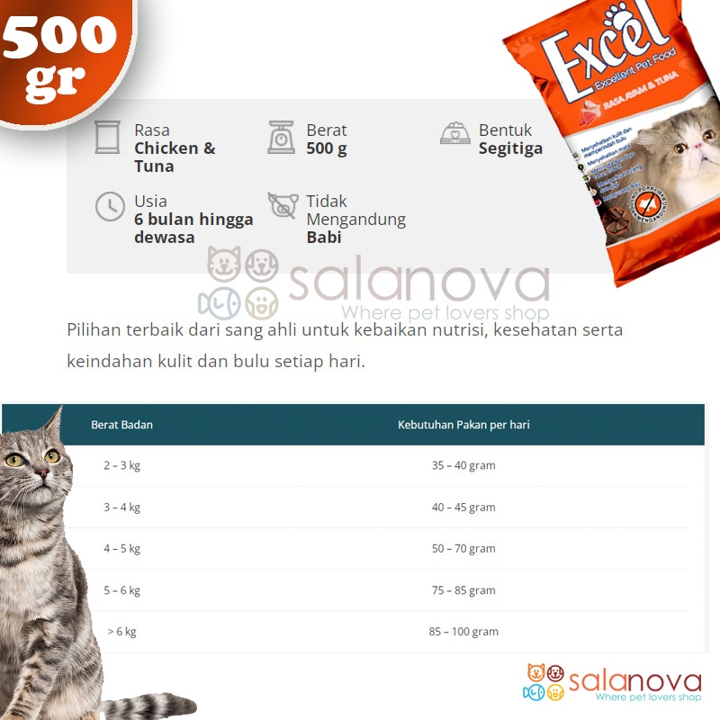 Excel 500gr Makanan Kucing Cat Food Dry