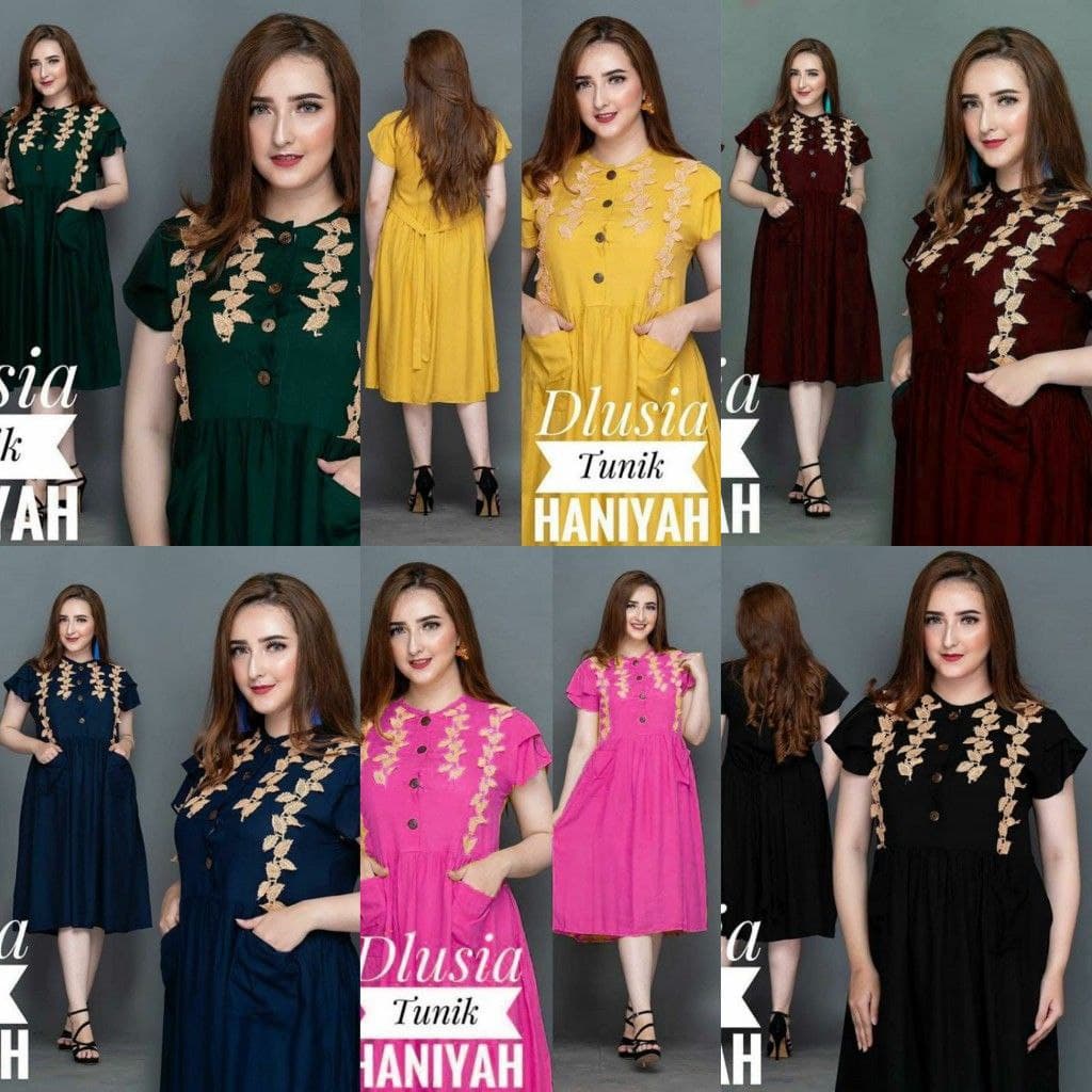 DASTER ARAB DLUSIA TUNIK HANIYAH|| RAYON SUPER GRADE A || RESLETING-Daster Hn Random