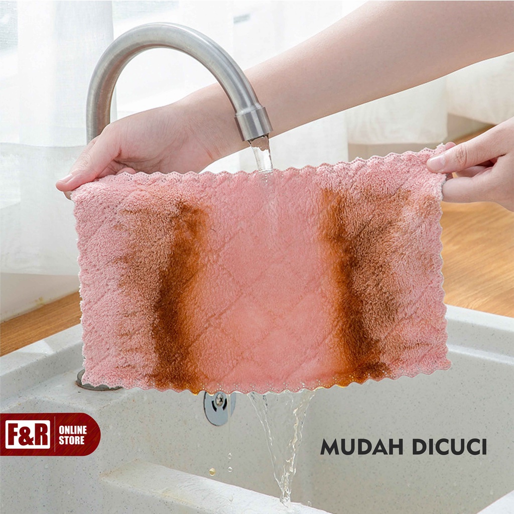 Kain Lap Microfiber Dapur Anti Minyak Lap Piring Kompor Serbet Dapur Serbaguna Lap Mikrofiber