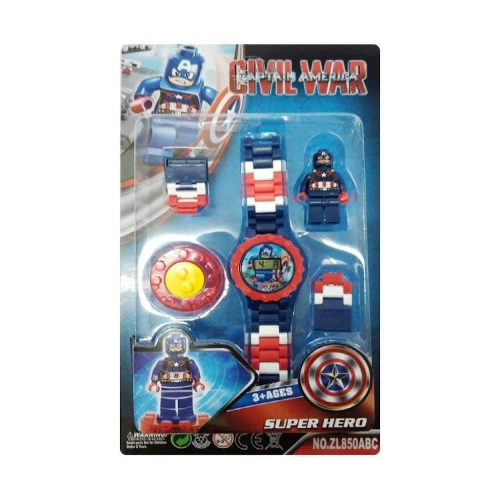 Hot Promo! JAM TANGAN ANAK LEGO CAPTAIN AMERICA CIVIL WAR AVENGERS LEGO WATCH Baru!