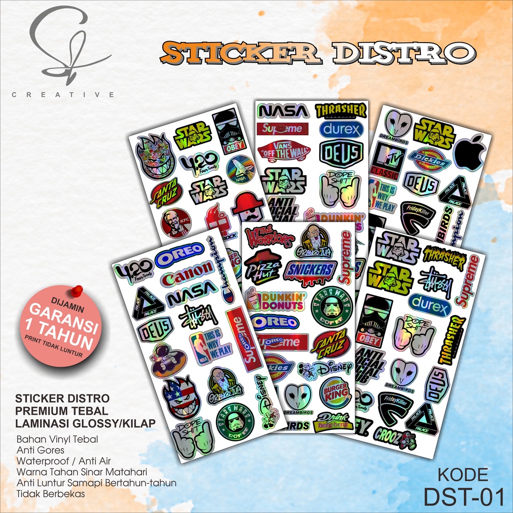 

Sticker Pack Distro Aesthetic Hologram Dst-01 Paket Komplit