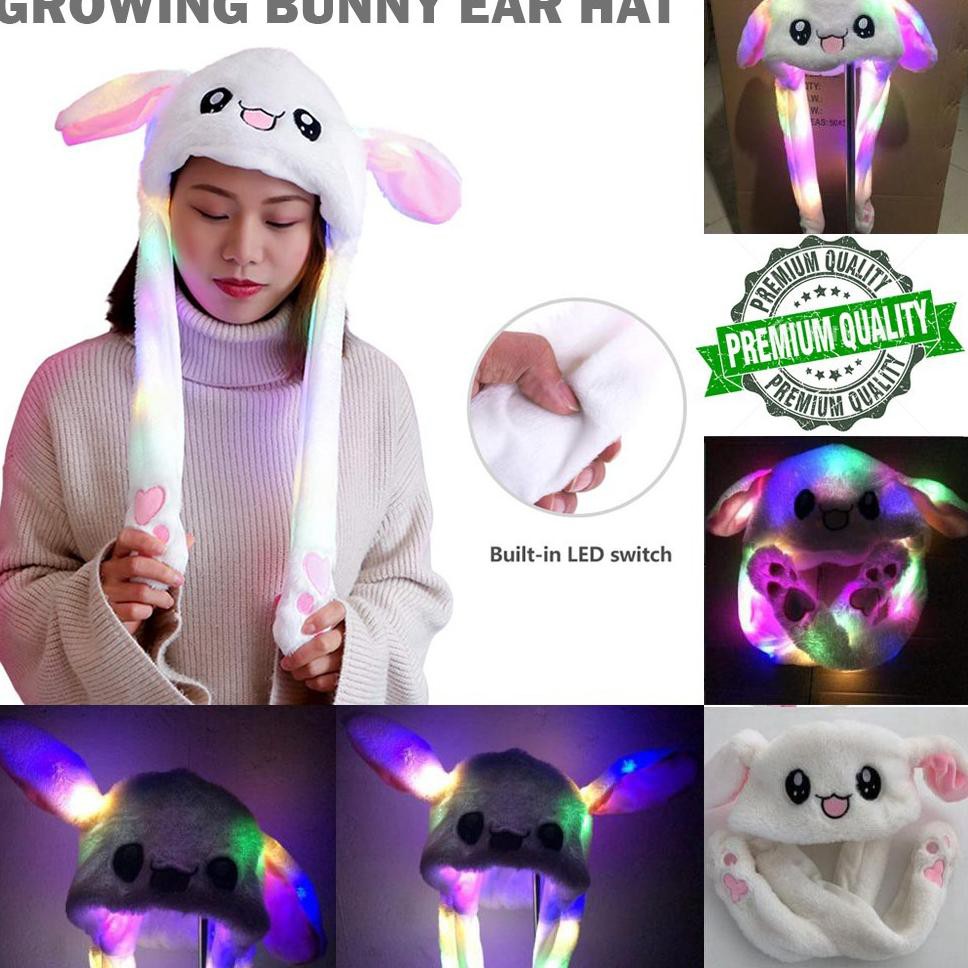 Kode 5343 Bunny Hat Lampu Topi Kelinci Lucu Kuping Gerak Anak Led