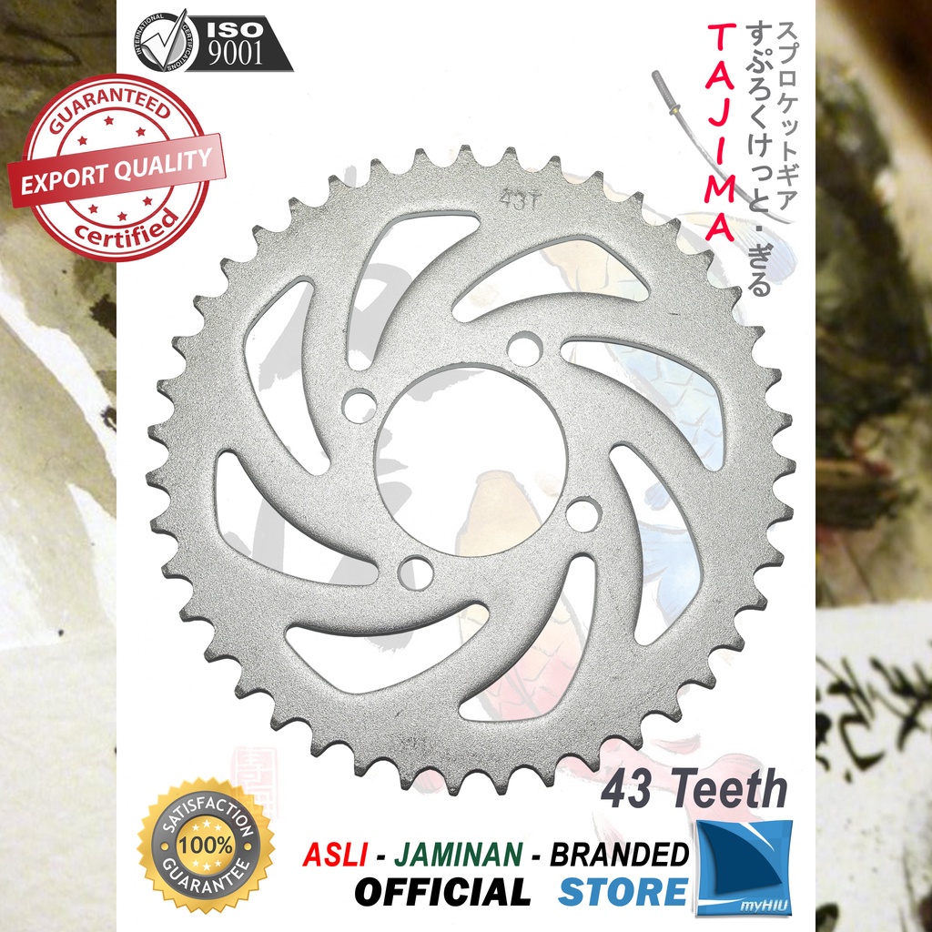 Gigi Tarik 40T ~ 50T SUZUKI Satria 2 Tak, FU Barong Gir Belakang - Rear Sprocket Gear TAJIMA-428-43T