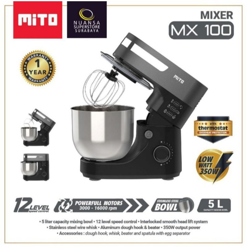 New MITO MX 500 (Pengganti MX 100) Pengaduk Adonan Kue 5 L Pico Free Packing Aman free Headphone