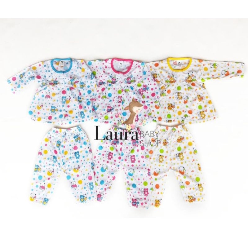 Setelan Piyama Bayi Teddy Bear Yeiko Katun Adem 3-18 Bln