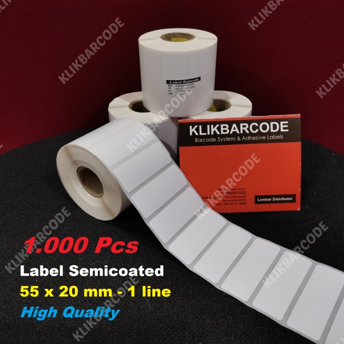 

LABEL BARCODE SEMICOATED 55 X 20 PAKAI PORPORASI 1 LINE GAP CORE 1