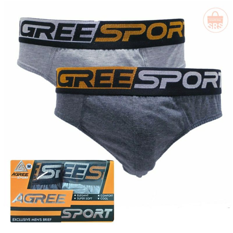 (2 Pcs) Celana Dalam Pria AGREE SPORT Karet Boxer Super Soft Exclusive Men's Brief AGREE SPORT 2327 K