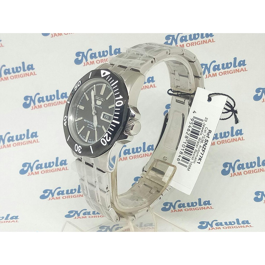 Seiko 5 Sports SNZF77K1 Stainless Steel Black Bezel | Jam Pria SNZF77