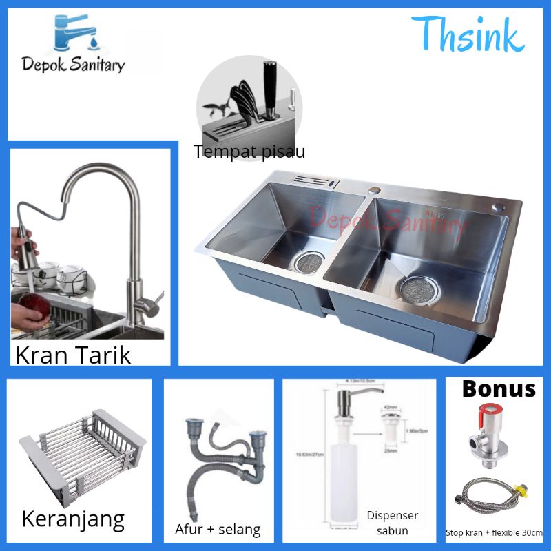 Kitchen sink thsink 8245 paket lengkap/ bak cuci piring + kran