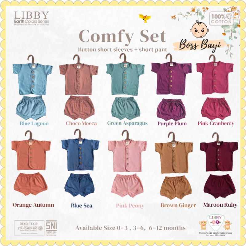 LIBBY EARTH SERIES - COMFY SET Setelan Kancing Depan PENDEK