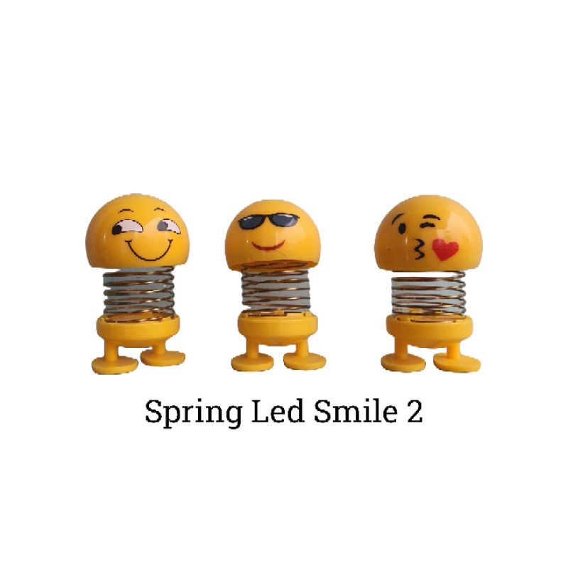 Pajangan dashboard mobil smile face spring mobil Led (1 set 3pc)