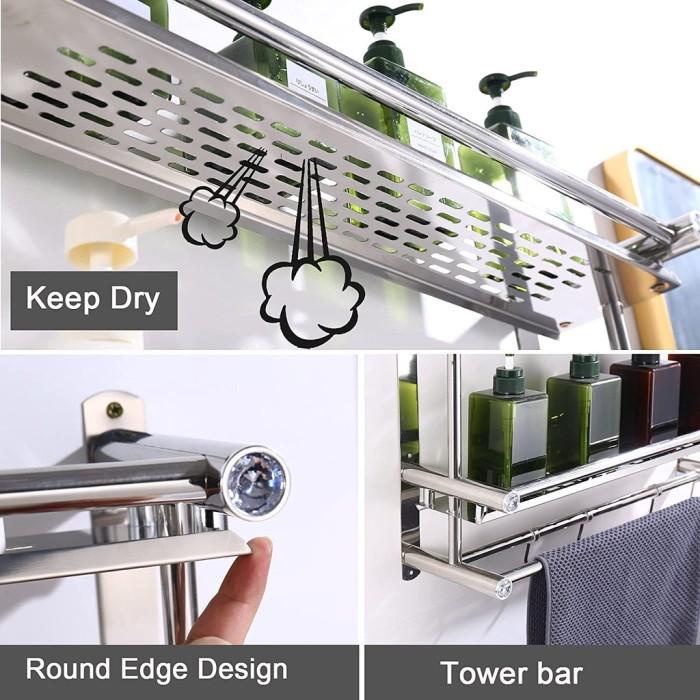 Rak Gantung Kamar Mandi 3 Susun / Rak Handuk Tempel Stainless Steel