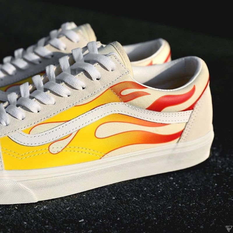 vans old skool flame white