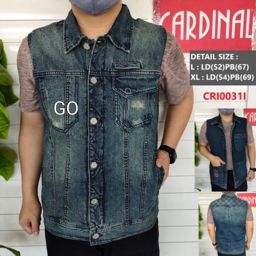 BB CARDINAL ROMPI JEANS Pakaian Outwear Pria Dewasa Men Casual Vest Cotton Pakaian Pria Outdoor Distro Original